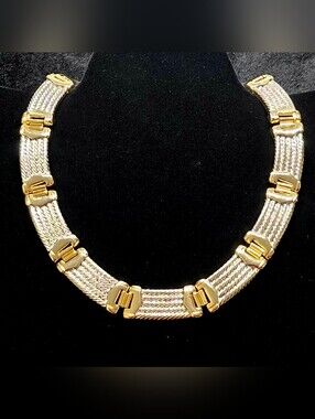 Vintage Gold Tone Designer Look Cable Link Collar Necklace 20" Statement Choker